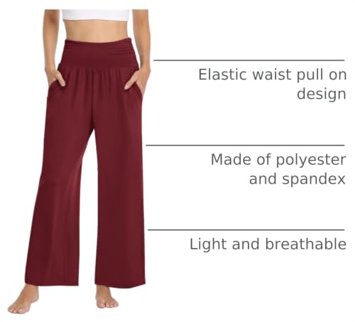 Image of TARSE Womens Wide Leg Pants Casual Loose Yoga Sweatpants Comfy Lounge Pajama Flowy Pants Pockets