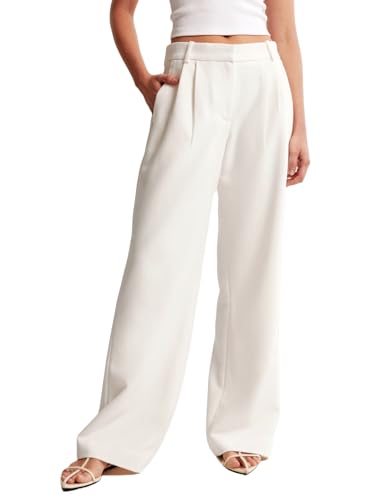 Image of Elendra Cotton Blend Wide Leg Pants for Women | HIGH Waist Formal Baggy Pants