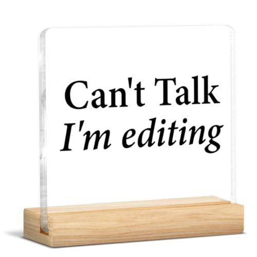 Photographer Gifts for Men Women, Funny Gifts for Photographer Photography Lovers, Can't Talk I'm Editing Acrylic Plaque Sign Photography Office Decor
