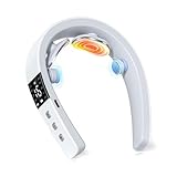 【新設計】 ネックケア 首 リラクゼーション器 理学療法士監修 (加温×振動×EMS&TENSのW効果) LED液晶ディスプレイ 10種類のモード 16段階の強度調整 軽量 USB充電式 コードレス 父の日 誕生日プレゼント お祝い 男女兼用 日本語説明書を同梱 (ホワイトｘグレー)