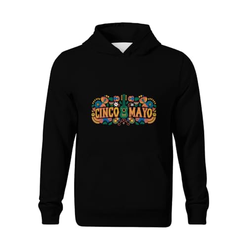 Kids Retro Cinco de Mayo Mexican Guitar Boys Girls Lightweight Kangaroo Pocket Fleece Hoodies2