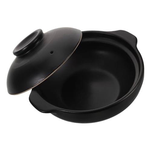Zerodeko Cazuela de Barro para Directo Resistente al Calor con Tapa para Sopas y Fideos Diseño Elegante para Cocina y Comercial