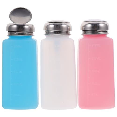 VICASKY Botellas de Prensa Vacías para Quitaesmalte 3 Piezas de Acero Inoxidable 250 Ml Bomba para Dispensador de Líquido Recargable Boca Ancha y Uso en Maquillaje y Uñas