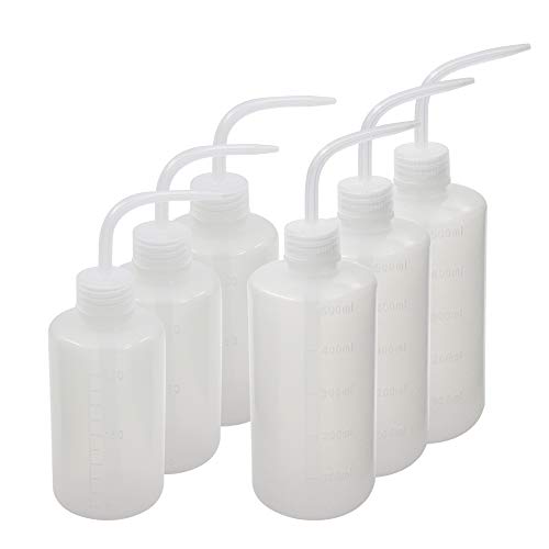 YBCPACK Paquete de 4 botellas de lavado de seguridad con boca estrecha LDPE botella de plástico para apretar 250 ml, 500 ml (cada tamaño 2) Cover