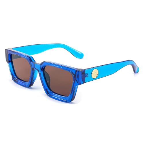 Image of FEISEDY Retro 90s Chunky Square Sunglasses for Women Men B2385
