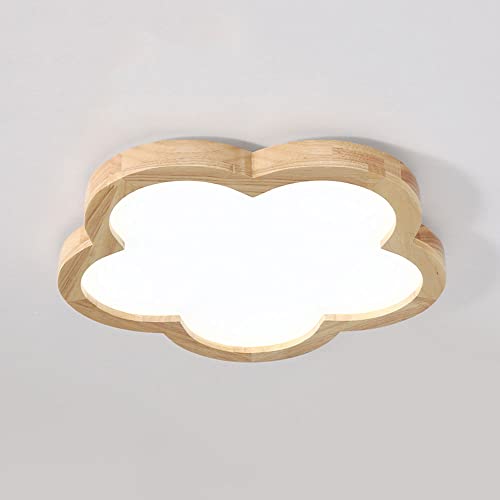 WFZRXFC LED Nordic Flower Shape Ideas Embedded Ceiling Light Solid Wood Border Design Ceiling Lamp Three Color Temperature Adjustable Ceiling Lighting for Studymaster Bedroomdining Room
