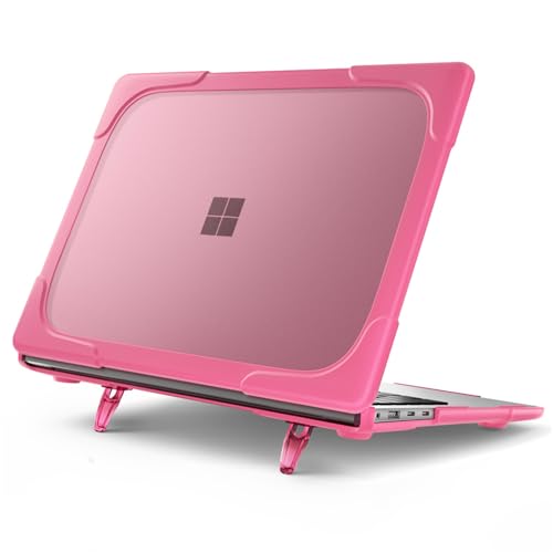 Nexue Heavy Duty Case for 13.8 inch Microsoft Surface Laptop 2024 (7th Edition),Shockproof Stylish & Durable Heavy Duty Hard Shell Dual Layer Protective Cover with Fold Kickstand (Rose Red)