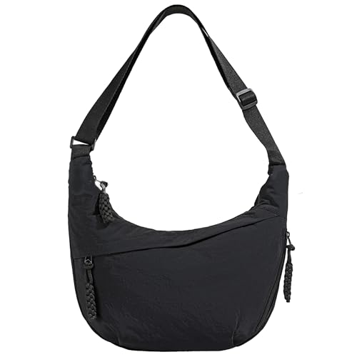 Image of Crescent Shoulder Bag Nylon Crossbody Bag for Women Nylon Hobo Bags Slouchy Sling Purse Dumpling Bags
