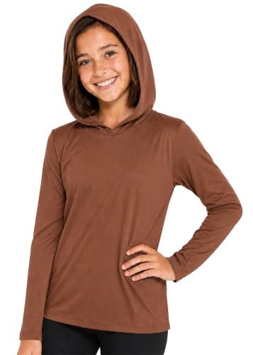 Image of Shirts for Girls Long Sleeve Crew Neck Top, Hoodie or 3 /4 Sleeve Soft Stretch Kids Lightweight Size 2-16