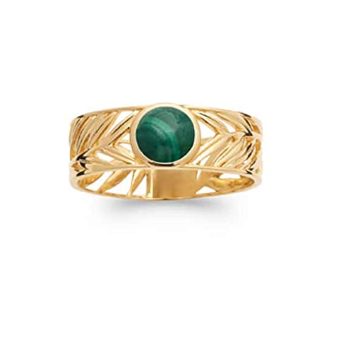 Bague laurier malachite en plaqué or Tata Gisèle : le cadeau idéal avec son sachet en velours
