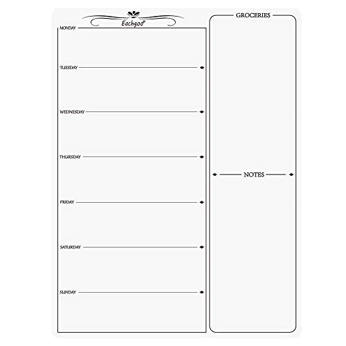 Eachgoo Pizarra Magnética para Nevera, Calendario Pizarra Magnética Semanal para Planificador de Menú,Recordatorio, Lista de la Compra (Blanco)