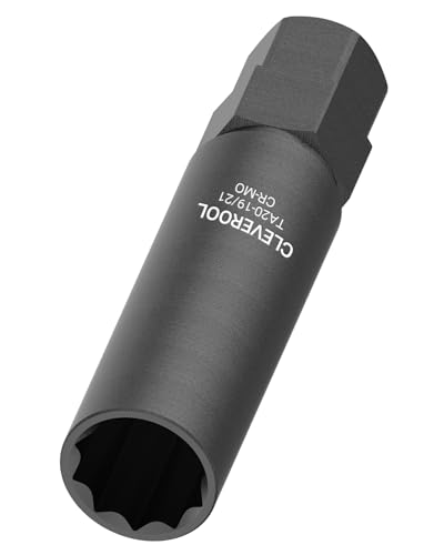 Image of 10 Spline Lug Nut Socket, Compatible with Bimecc 10-Spline Lug Nuts and Lug Bolts, Replacement for TA20-19 /21, 10-Spline Lug Nut Key with 19MM and 21MM Hex Drive, CR-MO