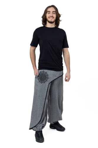 Pantalon Ethnique Unisexe Yoginight en Coton Gris Ajustable - 4