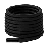 Schnürsenkel, rund, stark, 140 cm lang, für Stahlkappenstiefel/Wanderstiefel/ Wanderschuhe/Arbeitsstiefel/Dr. Martens/Grafters schwarz schwarz