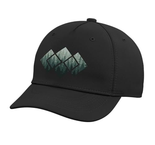 Vintage Forest Trees Wildlife Nature Adjustable Printed Baseball Hat Black