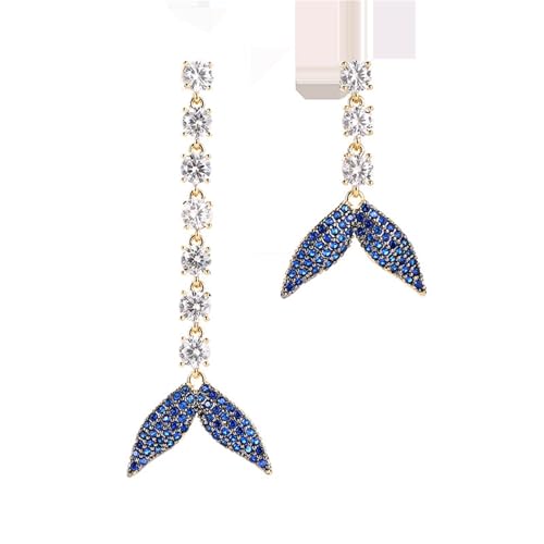JINSHENGXIN Earrings Retro Earrings Asymmetrical Fishtail Earrings
