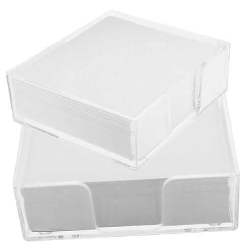 LOLIPPYY 2箱 便条紙透明ボックス入り メモ用紙 箱 オフィス 学生向け 無地多機能メモパッド 毎日使えるノンスティック便箋 収納便利