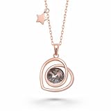 Authentic Mars Fragment Heart Series Necklace (From Martian Meteorite NWA 6963) - 18K Rose Gold Jewelry for Women with Adjustable Chain