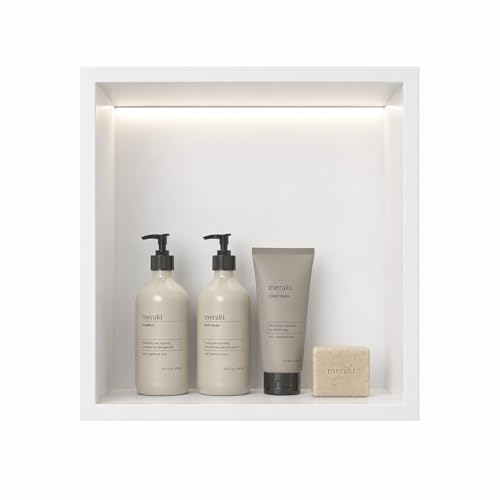 MEDIMEX   Hornacina Ducha Empotrable con LED Acero Inoxidable 304 Nicho de Ducha Empotrable 33x33 cm Estante Ducha Baño Iluminado Shower Shelf Bathroom Organizer