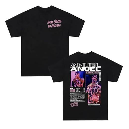 Anuel AA Camiseta De Rapero para Hombre, Estilo Retro Hip Hop, De Manga Corta, Estilo Urbano, Sencilla Y Versátil. (1 XS)