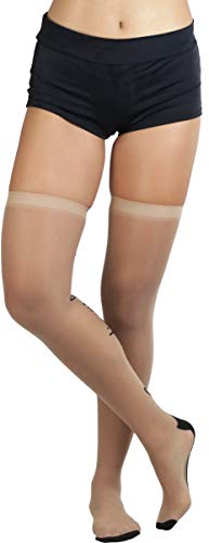 Image of ToBeInStyle Nylon Two Toned Cuban Heel Closed Toes Stockings