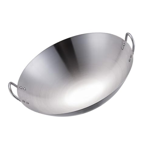 Wok de acero inoxidable con doble asa para cocina miniatura 1
