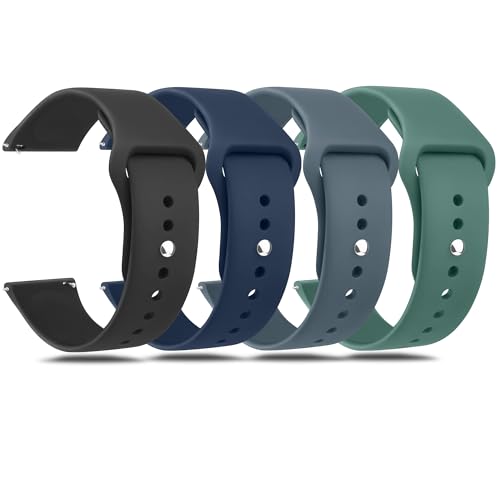 Amzpas 20mm 22mm Watch Bands Quick Release Watch Straps, 4 Pack Soft Silicone Replacement Sport Watch Wristbands for Women Men