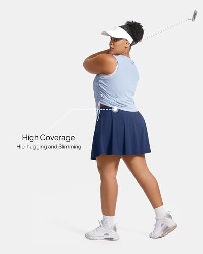 Image of Plus Size Tank Tops for Women Drawstring Sleeveless Quick Drying Tennis Shirts Loose Fit Running Golf Pickleball Outfits