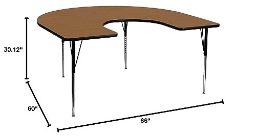 Flash Furniture 60''W X 66''L Horseshoe Oak Thermal Laminate Activity Table - Standard Height Adjustable Legs #TOP3