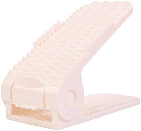 Hanying Adjustable Shoe Slots | 10-Pack | Shoe Rack Space Saver | Adjustable Shoe Slots Rack (Beige)
