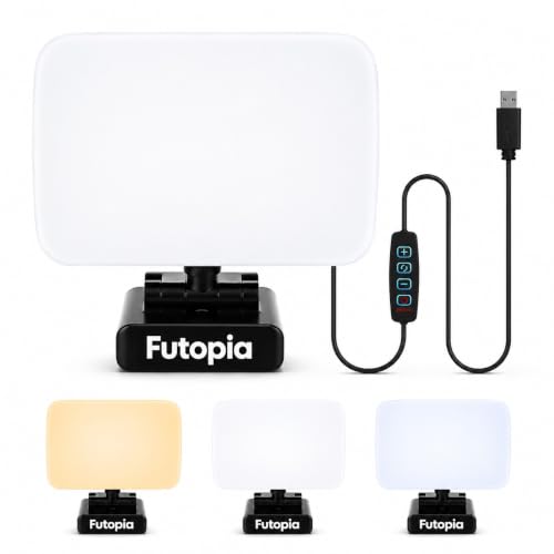 Image of Futopia LED Clip-On Light Universal Video Conference, Makeup & Photography | 3 Color Modes & Adjustable Brightness | USB-Powered Portable Light for Laptop, Phone, Monitor, Dressing Table & Mirror