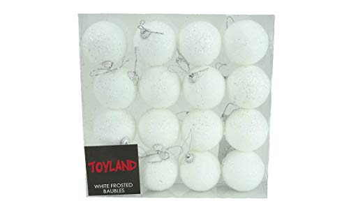 Toyland 16 x 7cm weiße bereifte Weihnachts Glitter Flitter Cover