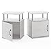 Furinno Jaya End Side Sofa Table/Nightstand with Door, 2-Pack, White Oak/Stainless Steel Tubes
