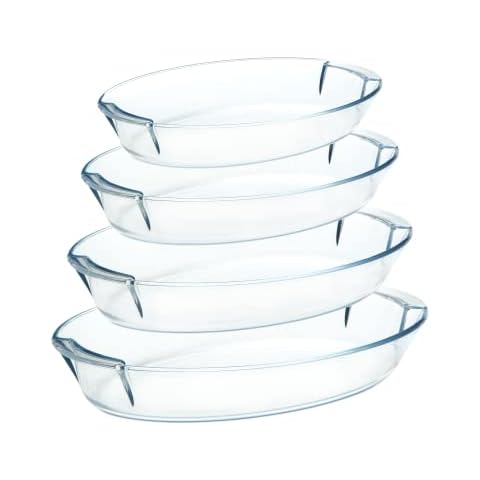 Set of 4 Borosilicate Glass Baking Dishes Cover
