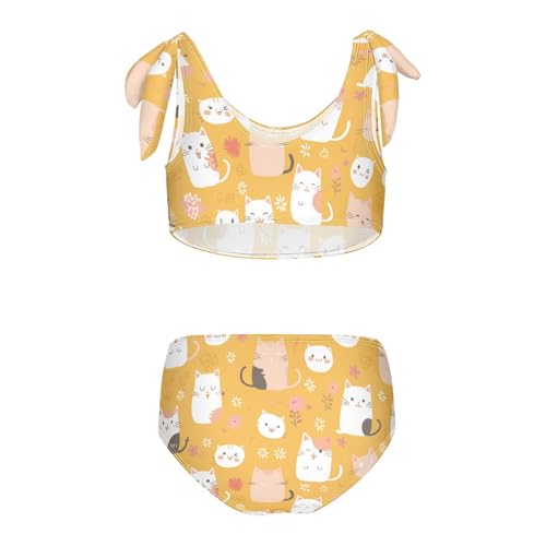 KLL Cats Pattern Doodle Cartoon Girls' 2 Piece Bikini Set Beach Bathing Suit Swimwear Adjustable Strap2