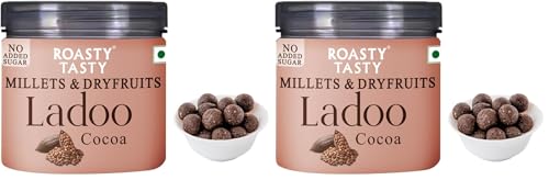 Image of Roasty Tasty Cocoa - Millets & Dryfruits Ladoo | No Added Sugar | Energy Bar Replacement | No Artificial Flavor | Healthy Snacks | Rich in Proteins | Dry Fruits, Seeds & Nuts Mithai | Pack of 2-100g