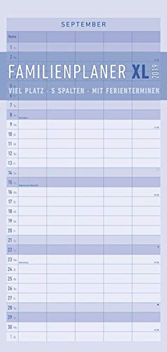 Preisvergleich Produktbild Familienplaner XL 2019 - Familientermine / Familientimer (21 x 45) - mit Ferienterminen - 5 Spalten - Wandplaner
