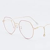 Linsenbreite: 54mm Yiph-Sunglass Sonnenbrillen Mode Damenmode Polygonal Brillengestell Myopie mit Sterne Kettenanhänger. (Farbe : Gold Powder)