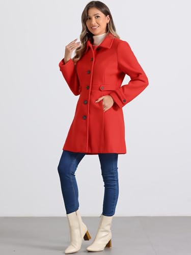 Image of Allegra K Women's Winter Classic Overcoat with Pockets Single Breasted Coat | Soft pea coat, Fully lined outerwear, Trendy, Fall office peacoat, Warm casual holiday everyday wear,