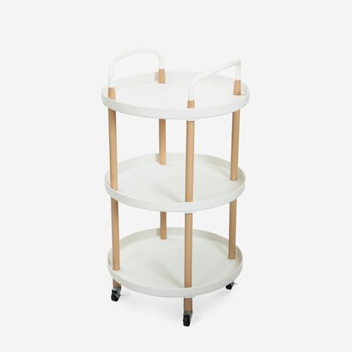 Carrello portavivande rotondo 3 ripiani design nordico ruote Biky Plus - Bianco