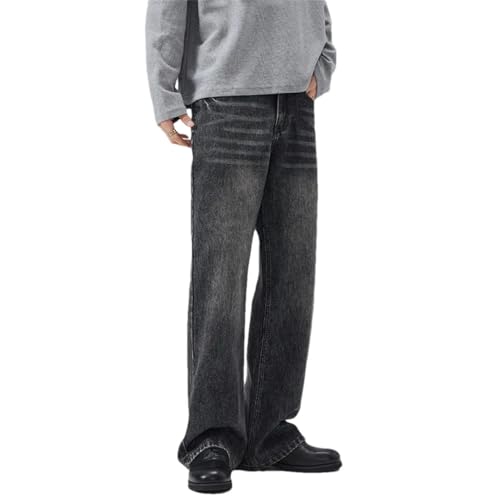 Men's High Street Vintage Loose Casual Jeans Classic Distressed High Waist Straight Jeans