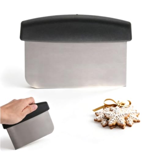 Multipurpose Bench Scraper Kitchen Utensil, Stainless Steel Metal Griddle Scraper Chopper Multipurpose Bench Scraper Pizza Cutter Vegetable Chopper for Flat Top Griddle Bread Pastry 6.6 * 4.7 * 0in