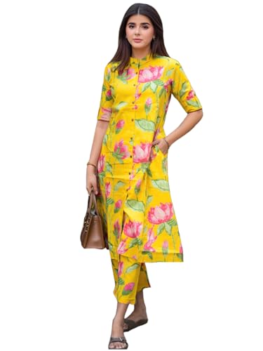 Image of GoSriKi Women's Rayon Viscose Printed A-Line Kurta with Pant