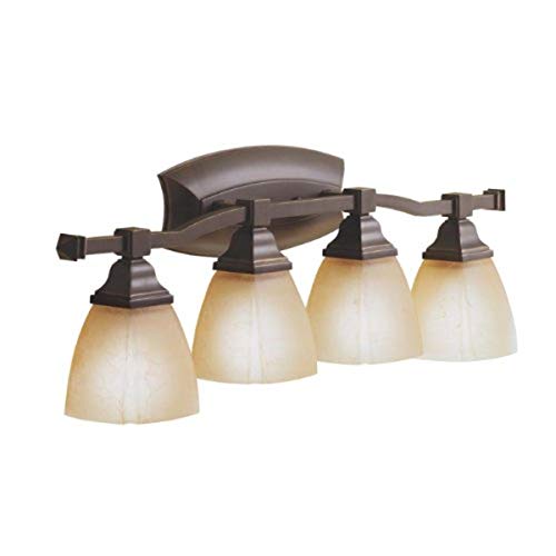 Kichler 6409OZ Sections 4-Light Bath Strip, Olde Bronze with Etched Sunset Glass