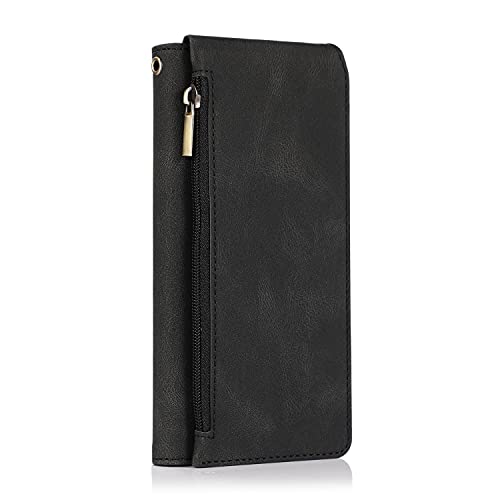 Galaxy S20 Ultra Case Samsung Cover Black PU Leather Zipper Retro High Capacity Card Holder Shockproof Durable Fashion Fold Protective Soft Boyfriend Girlfriend