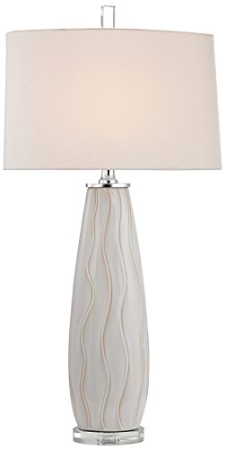 Dimond Lighting D2452-LED Wave Ceramic Table Lamp, 18 x 18 x 34.75, Washington White