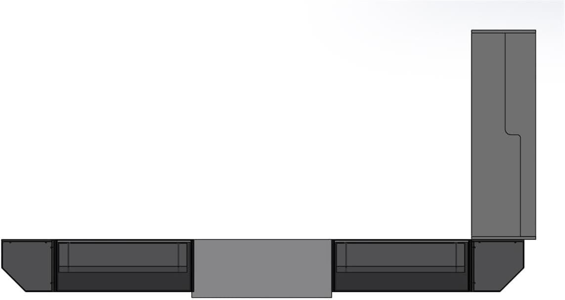 Displays2go Retail Counter Configuration w/ 6 Components, Black Finish & Tempered Glass Shelves