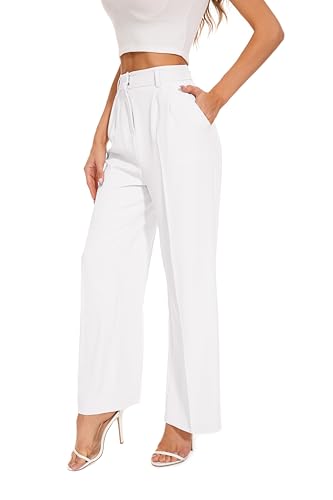 FUNYYZO Fall Women Wide Leg Pants High Elastic Waisted in The Back Business Work Trousers Long Straight Suit Pantsÿ