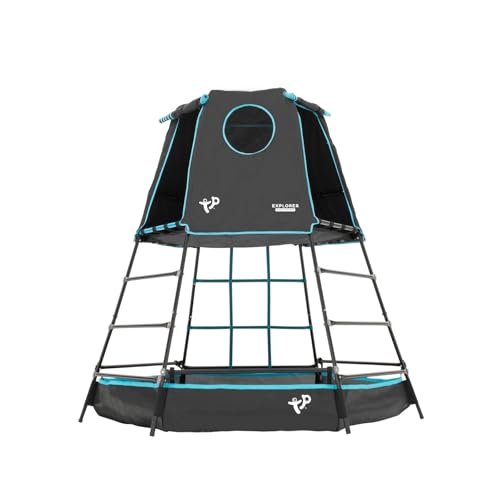 TP Toys Explorer Metal Climbing Frame Black Edition - Outdoor & Garden Den, Adventure Playmat & Cargo Net Entrance Gardens, Outdoor Toys for Kids, Suitable for Kids Aged 3-12 Years