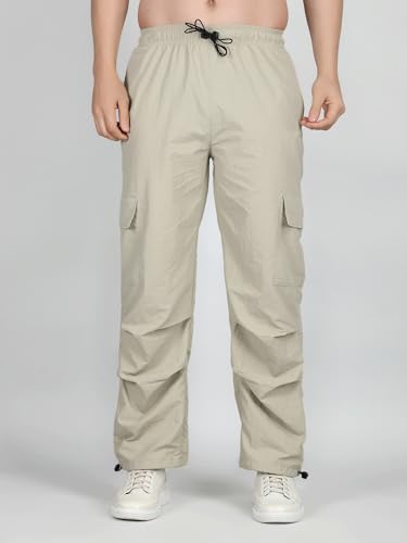 Image of Men's Water-Resistant Parachute Pants | Mens Bottom Wear | Cargo Pants for Men | Korean Pants for Man | Baggy Trackpants | Lightweight Multi-Pocket Utility Fit - Freedom to Move & All-Day Comfort